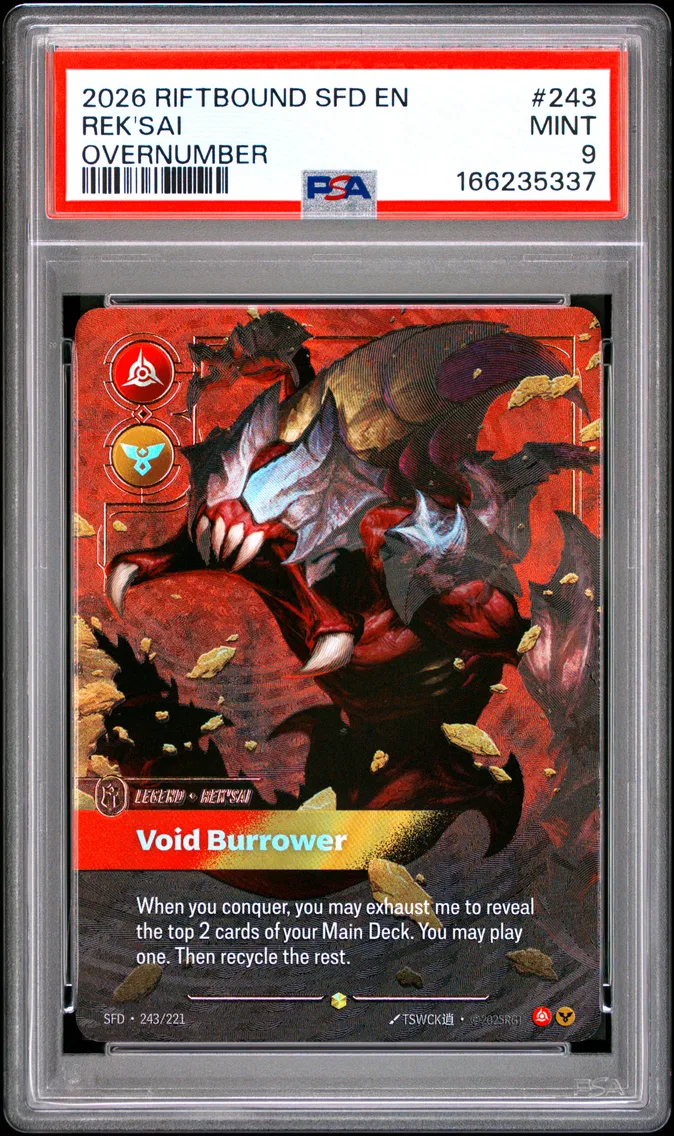 2026 #243 Rek'Sai - Void Burrower PSA 9 Riftbound: League of Legends Sfd-Spiritforged