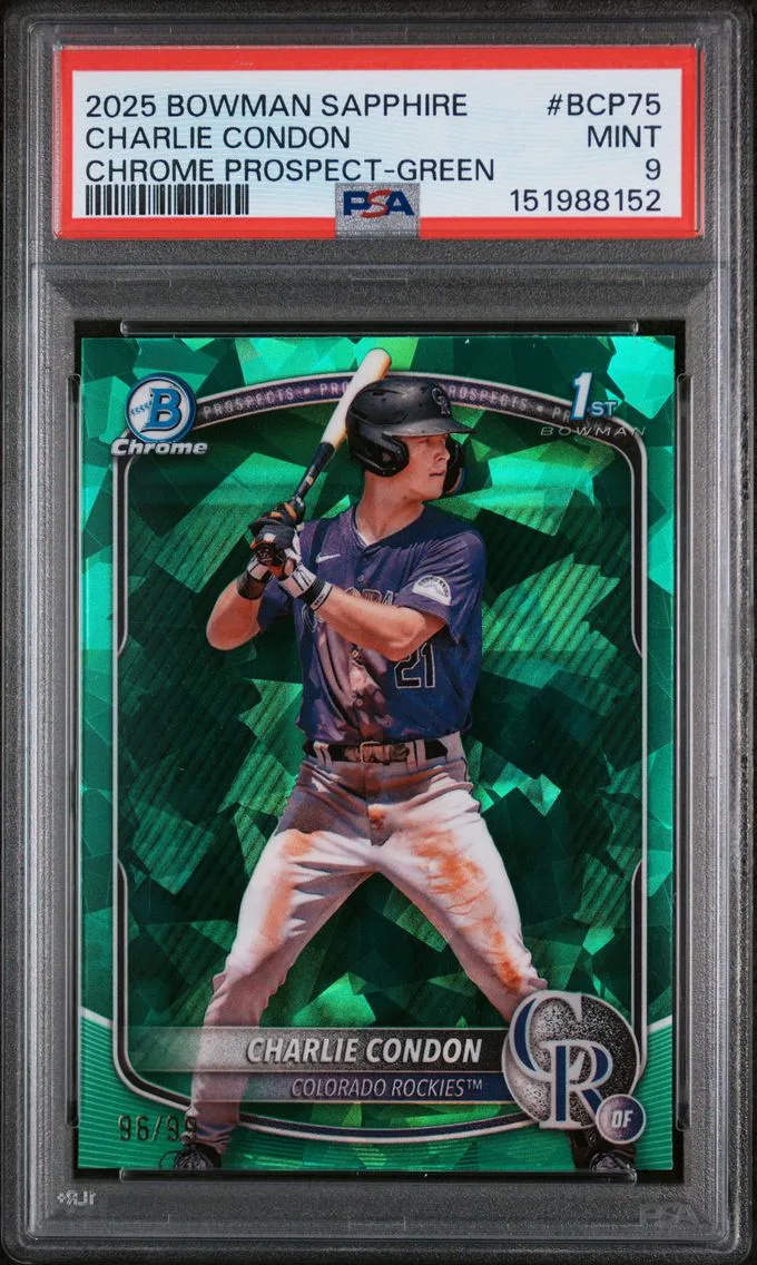 2025 #BCP75 Charlie Condon PSA 9 Bowman Sapphire Edition Chrome Prospects