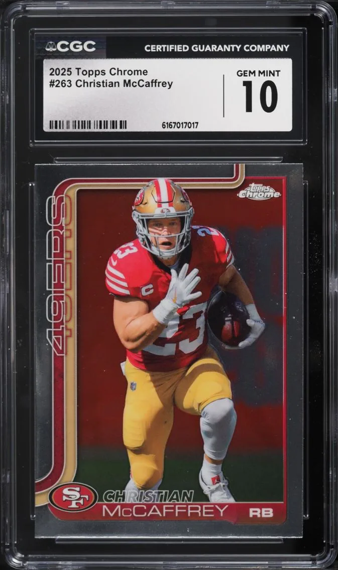 2025 Topps Chrome Football Christian McCaffrey #263 CGC 10 GEM MINT