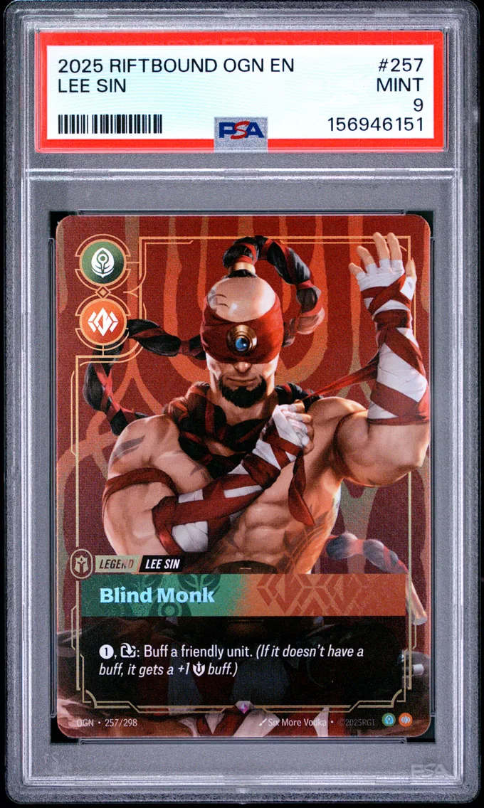 2025 #257 Lee Sin - Blind Monk PSA 9 Riftbound: League of Legends Ogn-Origins