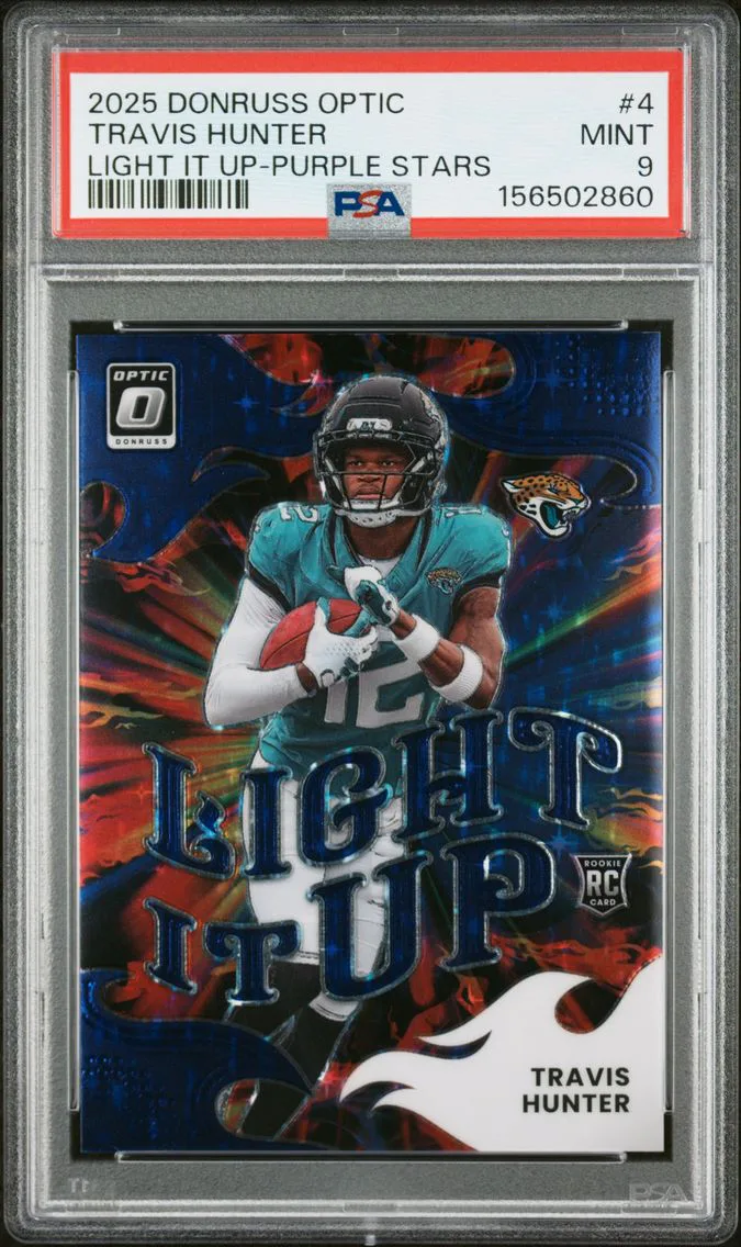 2025 #4 Travis Hunter PSA 9 Panini Donruss Optic Light It Up