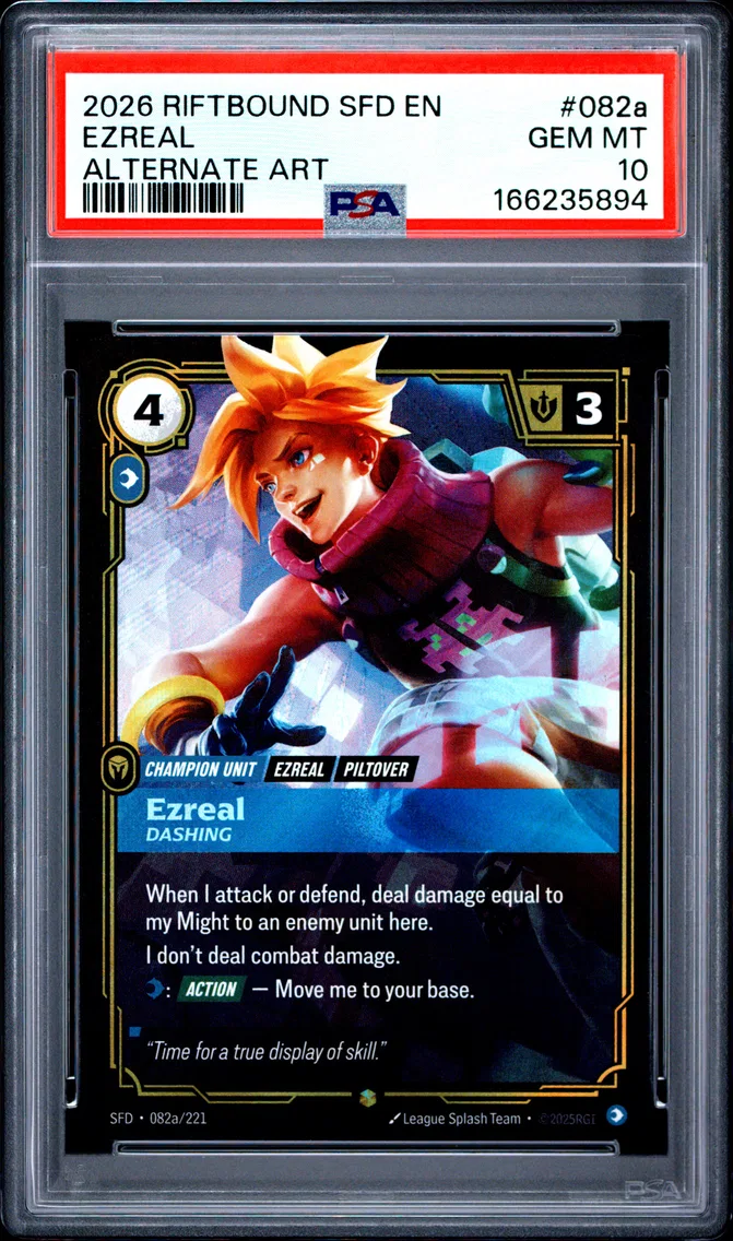 2026 #082a Ezreal - Dashing PSA 10 Riftbound: League of Legends Sfd-Spiritforged