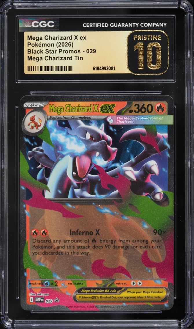 2026 #29 Mega Charizard X Ex CGC 10 Pokemon Mega Evolution Promo Tin