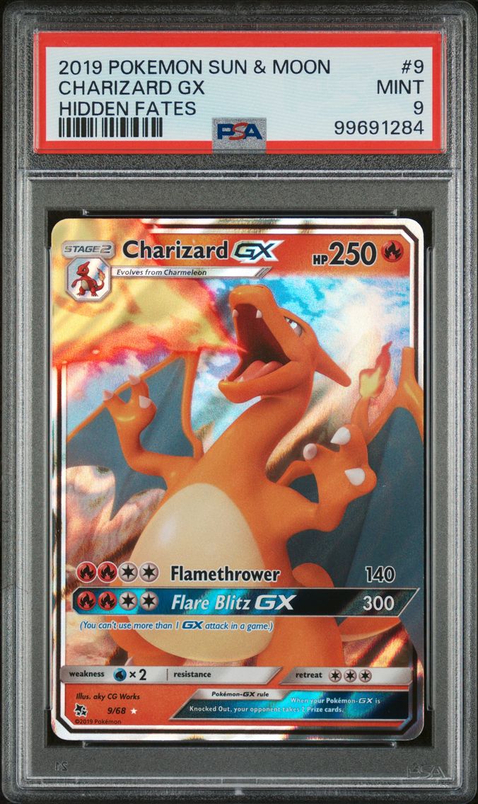 2019 #9 Charizard GX PSA 9 Sun & Moon Hidden Fates