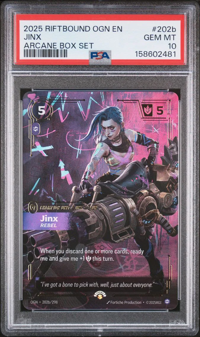 2025 #202b Jinx - Rebel PSA 10 Riftbound: League of Legends Ogn-Origins