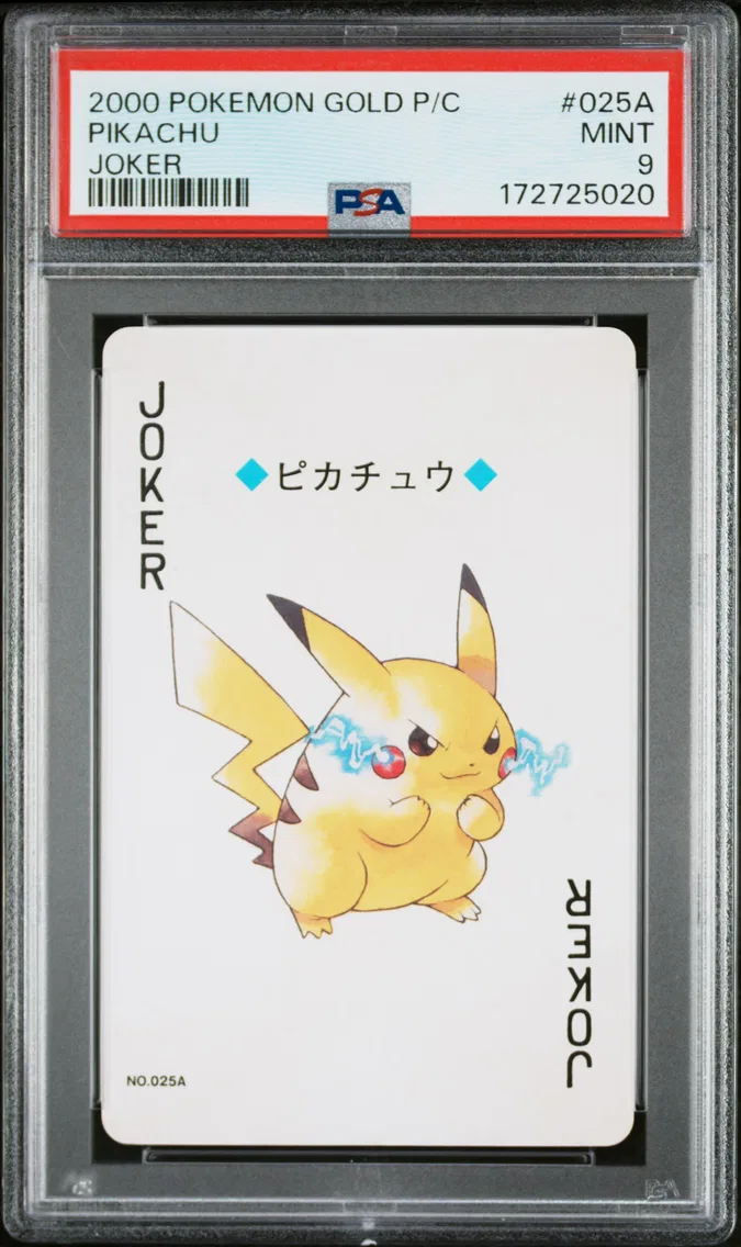 2000 Pokemon Gold Version Playing Cards Pikachu Gold Version Playing Cards #025A PSA 9