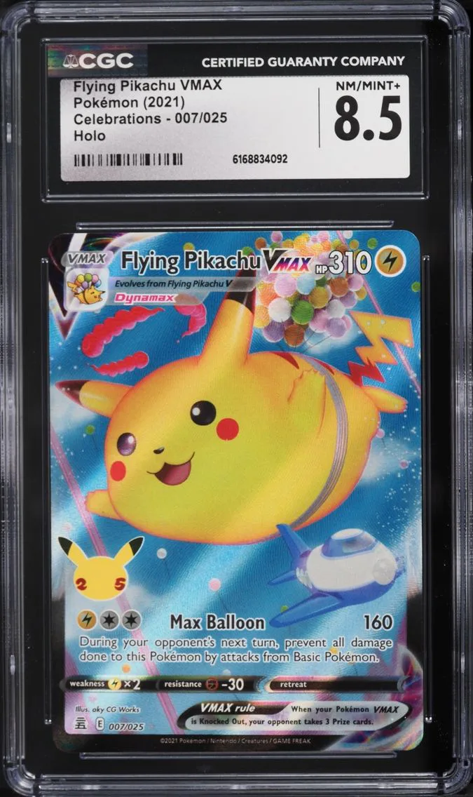 2021 Pokemon Sword & Shield Celebrations Full Art Flying Pikachu VMAX #7 CGC 8.5 NM-MT+