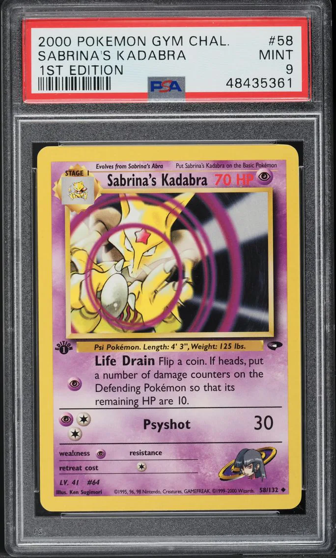 2000 #58 GYM CHALLENGE 1ST EDITION SABRINA'S KADABRA PSA 9 POKEMON