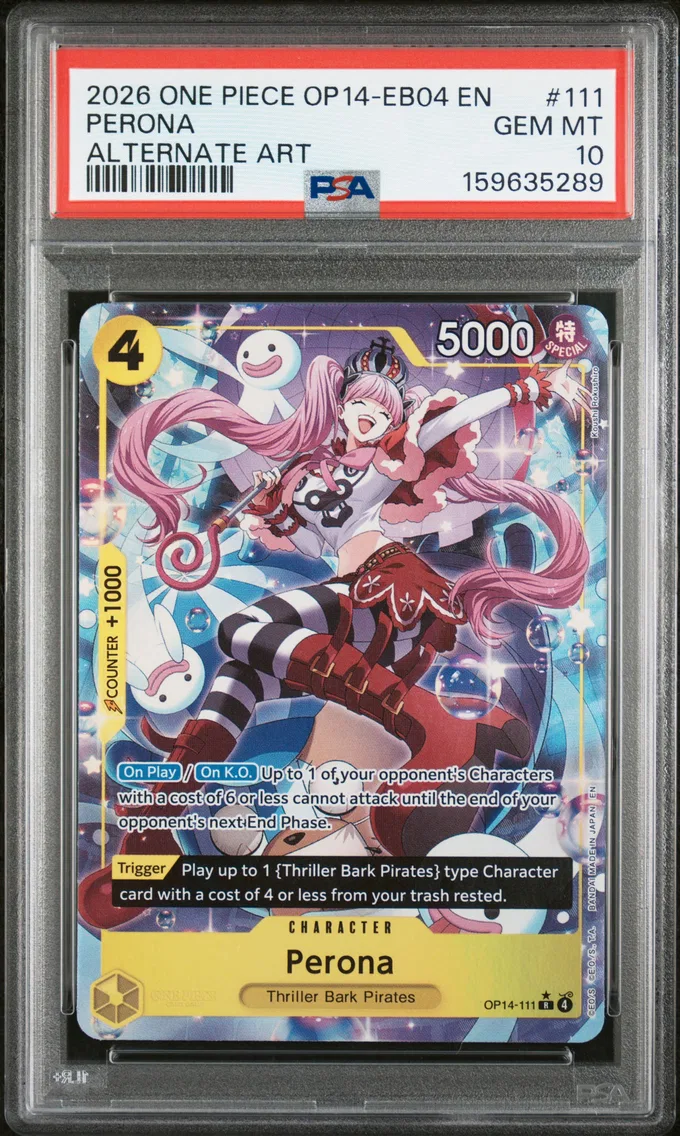 2026 #111 Perona PSA 10 One Piece OP14-EB04-the Azure Sea's Seven