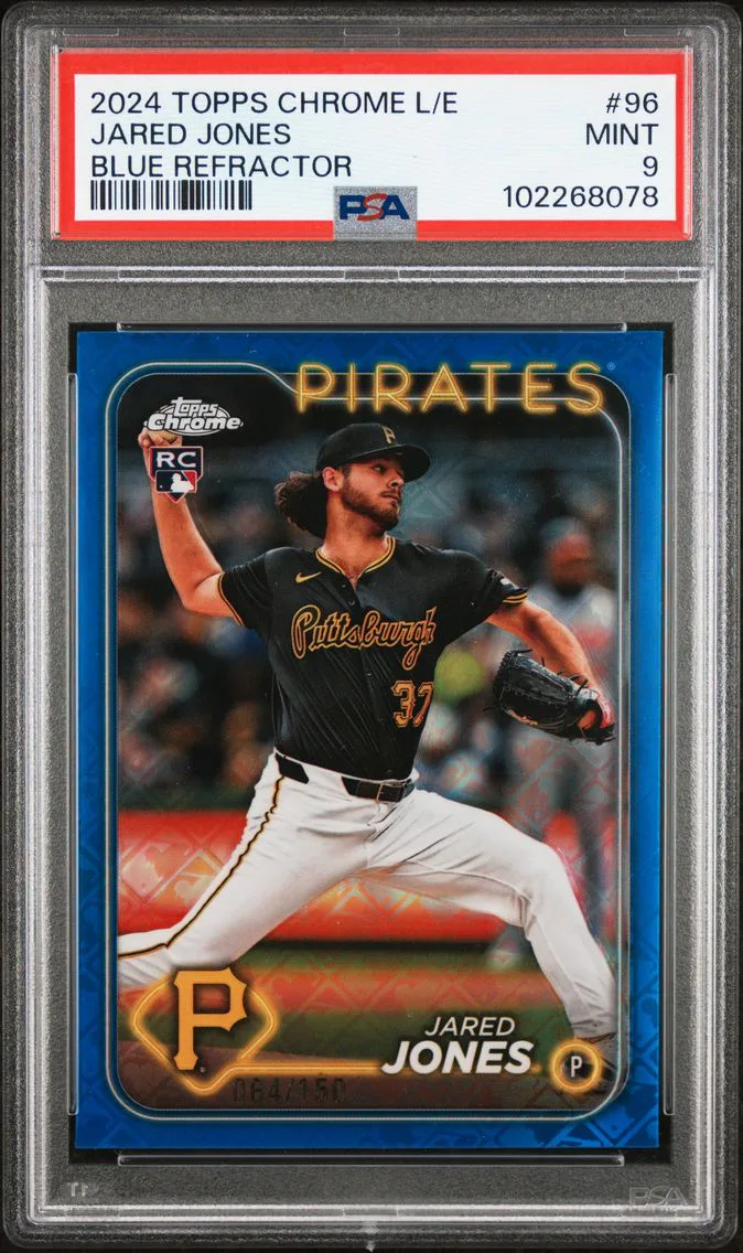 2024 #96 Jared Jones PSA 9 Topps Chrome Logofractor Edition