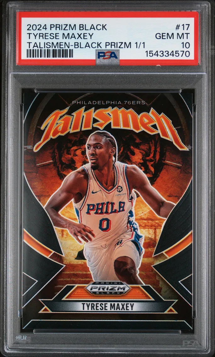 2024 #17 Tyrese Maxey PSA 10 Panini Prizm Black Talismen
