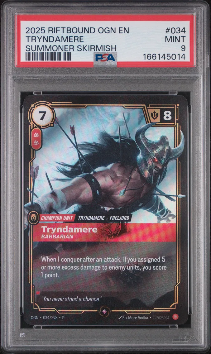 2025 #034 Tryndamere - Barbarian PSA 9 Riftbound: League of Legends Ogn-Origins