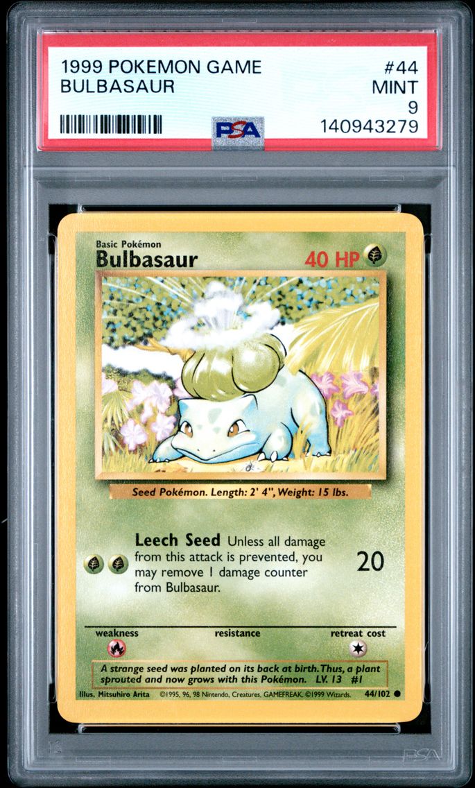 1999 #44 Bulbasaur PSA 9 Game