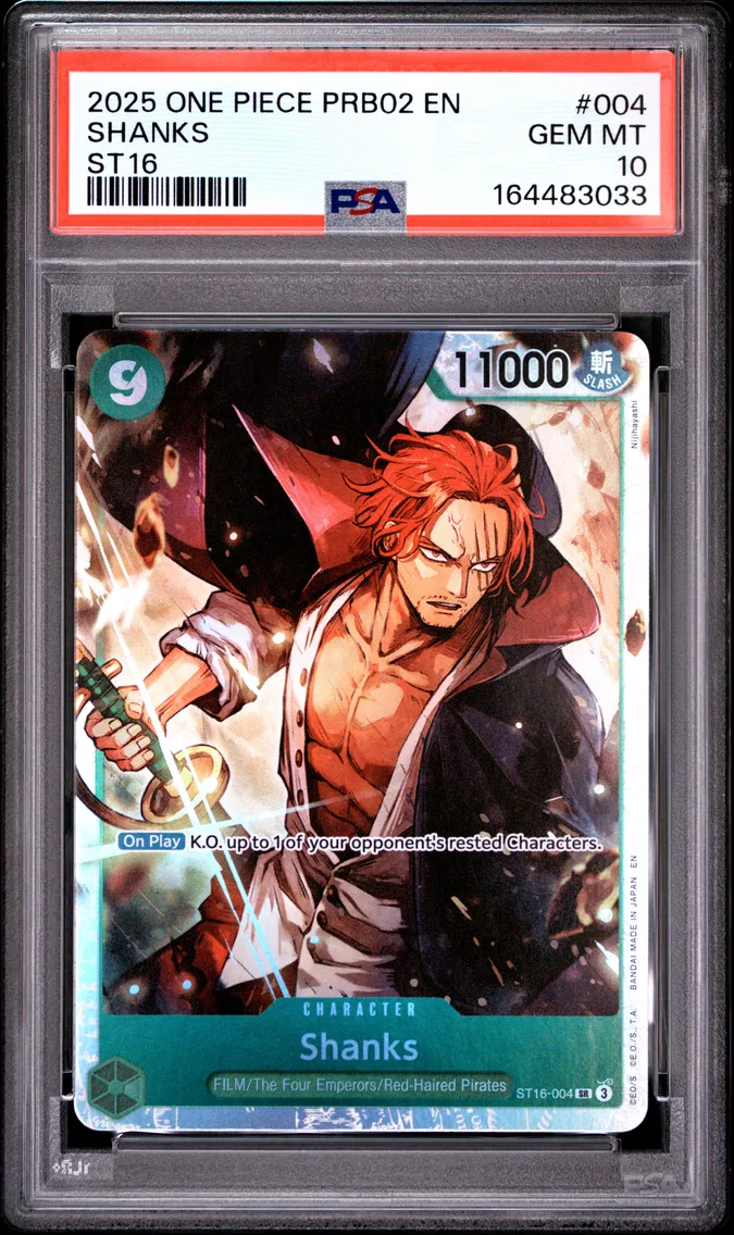 2025 #004 Shanks PSA 10 One Piece PRB02-Premium Booster -One Piece Card the Best- Vol.2