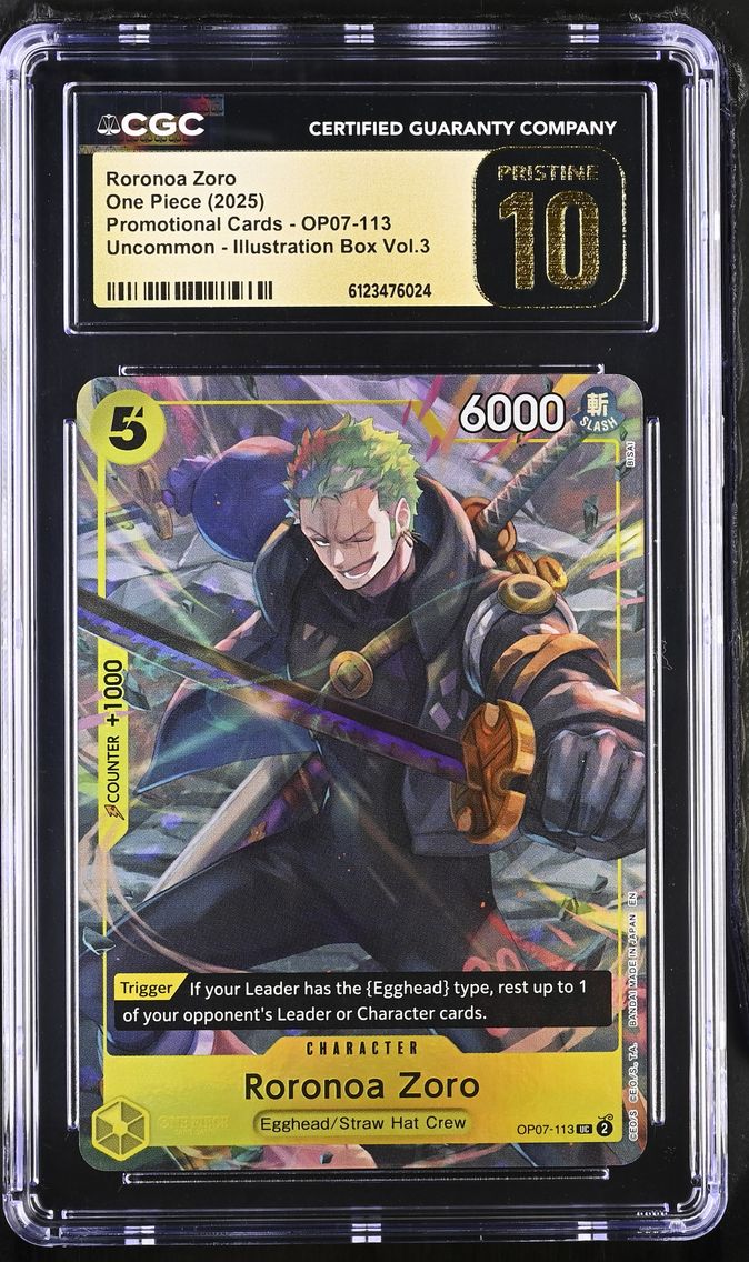 2025 #OP07-113 Roronoa Zoro CGC 10 Pristine Promotional Cards - English