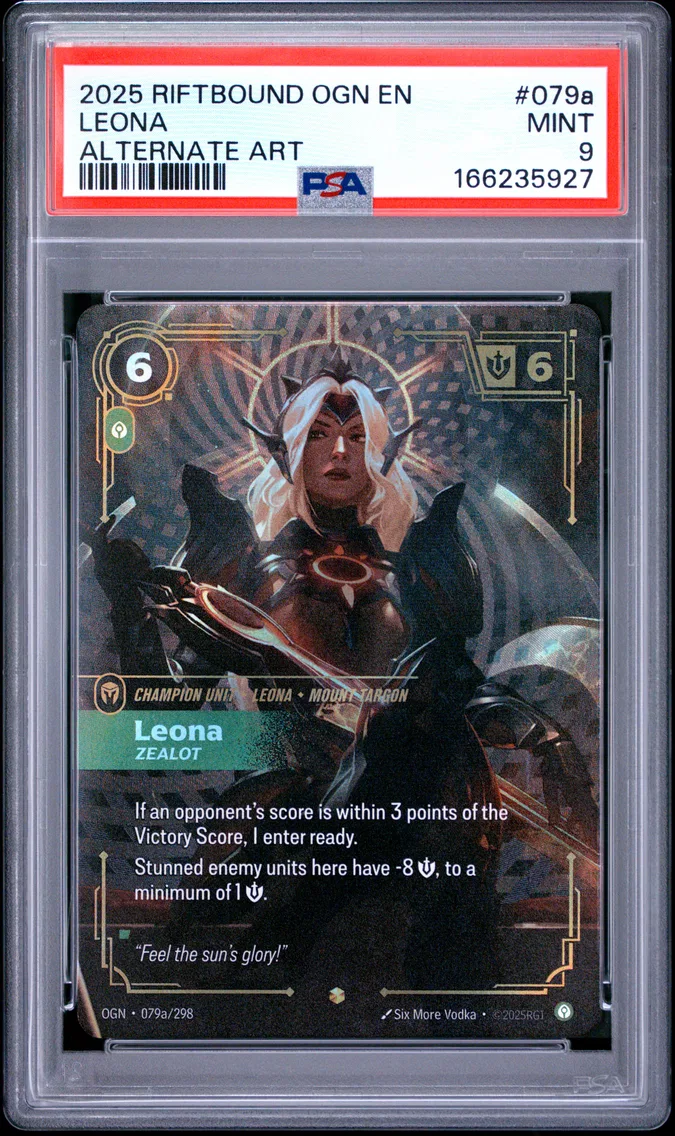 2025 #079a Leona - Zealot PSA 9 Riftbound: League of Legends Ogn-Origins