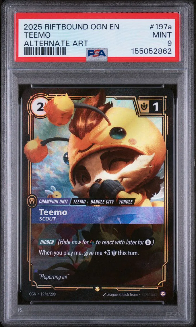 2025 #197a Teemo - Scout PSA 9 Riftbound: League of Legends Ogn-Origins