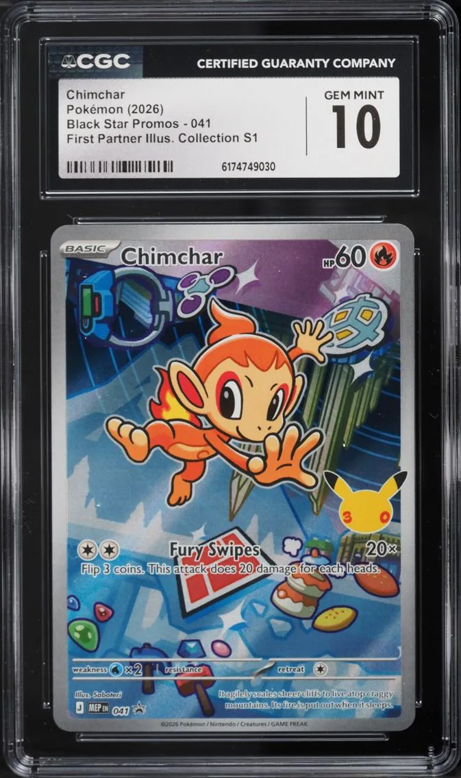 2026 #41 Chimchar CGC 10 Pokemon Mega Evolution Promo First Partner Illustration Full Art