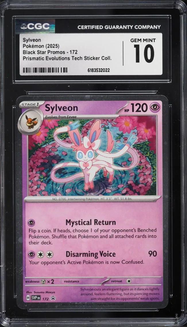 2025 #172 Sylveon CGC 10 Pokemon Scarlet & Violet Promo Prismatic Evolutions Tech Sticker