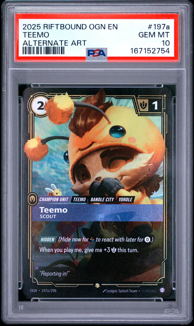2025 #197a Teemo - Scout PSA 10 Riftbound: League of Legends Ogn-Origins