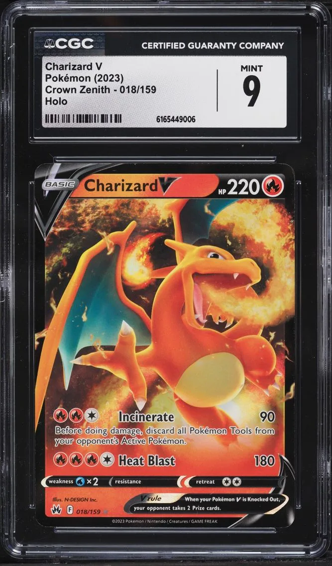 2023 #18 Charizard V CGC 9 Pokemon Sword & Shield Crown Zenith Holo