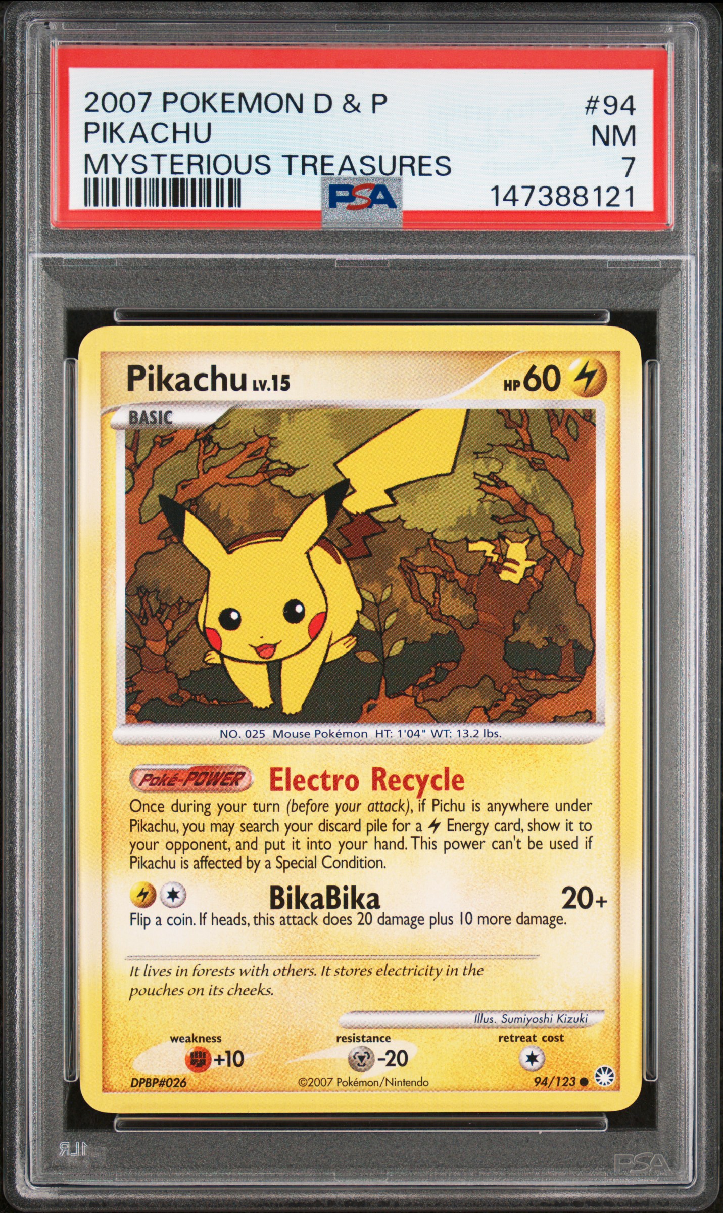 2007 #94 Pikachu PSA 7 Diamond & Pearl Mysterious Treasures