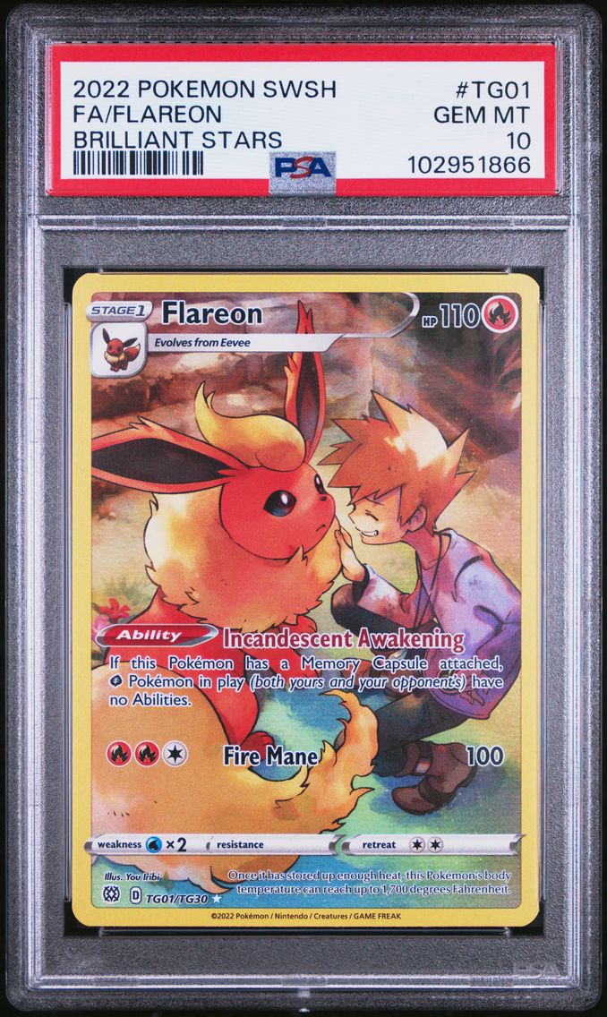 2022 #TG01 Full Art/Flareon PSA 10 Sword & Shield Brilliant Stars