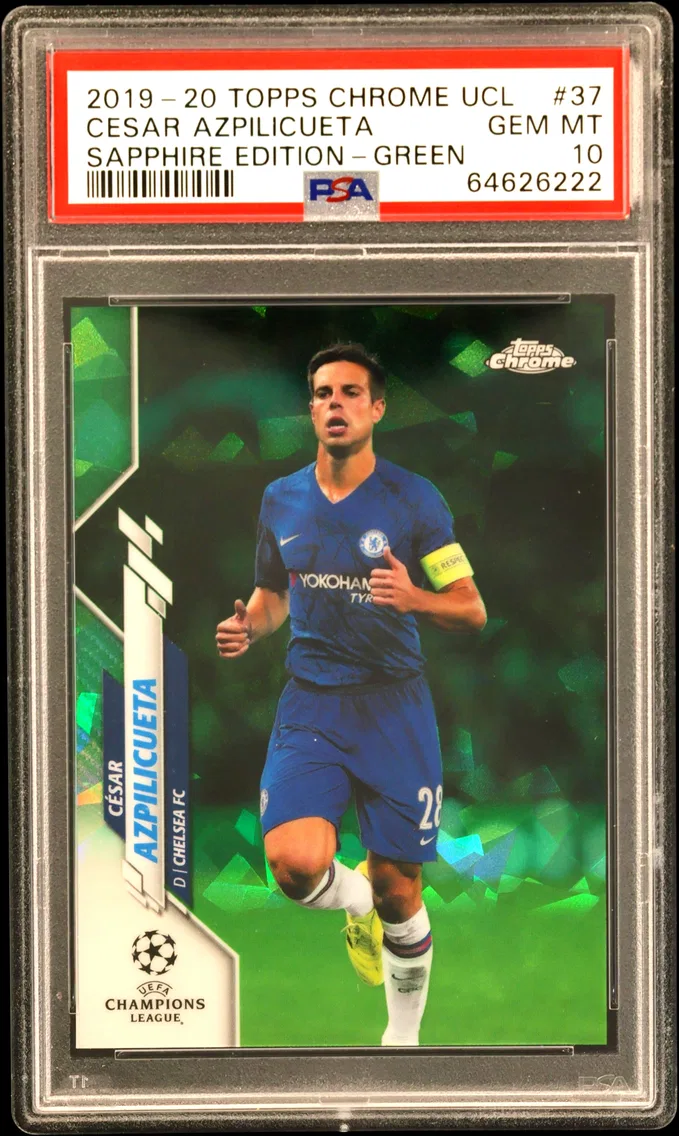 2019 #37 Cesar Azpilicueta PSA 10 Topps Chrome UEFA Champions League Sapphire Edition