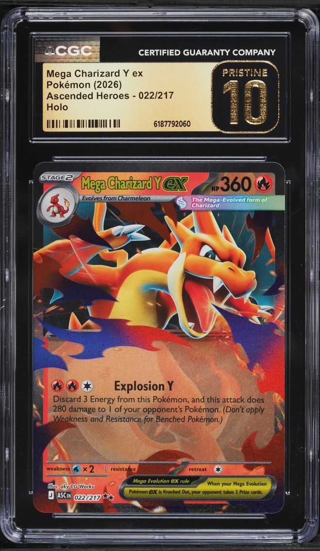 2026 #22 Mega Charizard Y EX CGC 10 Pokemon Mega Evolution Ascended Heroes Holo