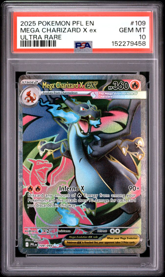 2025 #109 Mega Charizard X EX PSA 10 Pfl EN-Phantasmal Flames