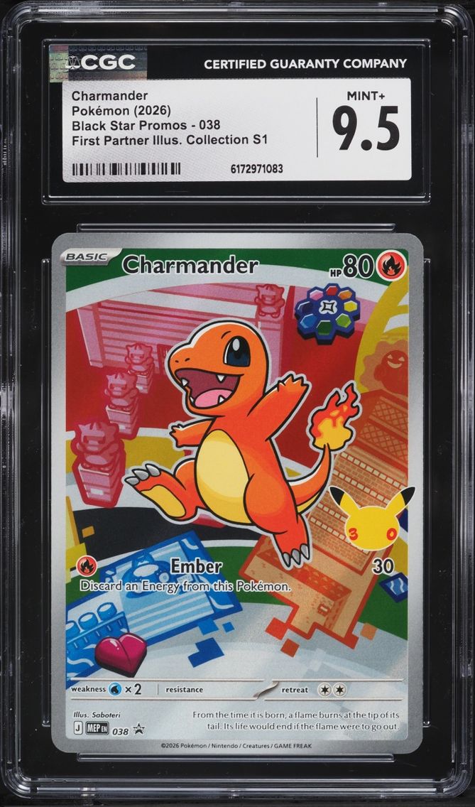 2026 #38 Charmander CGC 9.5 Pokemon Mega Evolution Promo First Partner Illustration Full Art