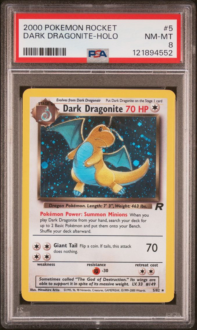 2000 #5 Dark Dragonite-Holo PSA 8 Rocket