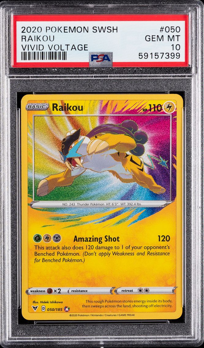 2020 #050 Raikou PSA 10 Sword & Shield Vivid Voltage Pokemon