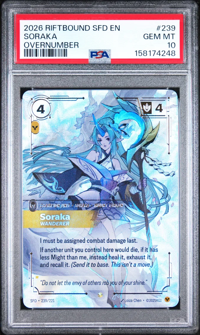 2026 #239 Soraka - Wanderer PSA 10 Riftbound: League of Legends Sfd-Spiritforged