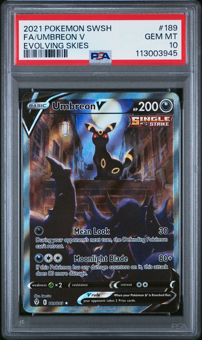 2021 #189 Full Art/Umbreon V PSA 10 Sword & Shield Evolving Skies