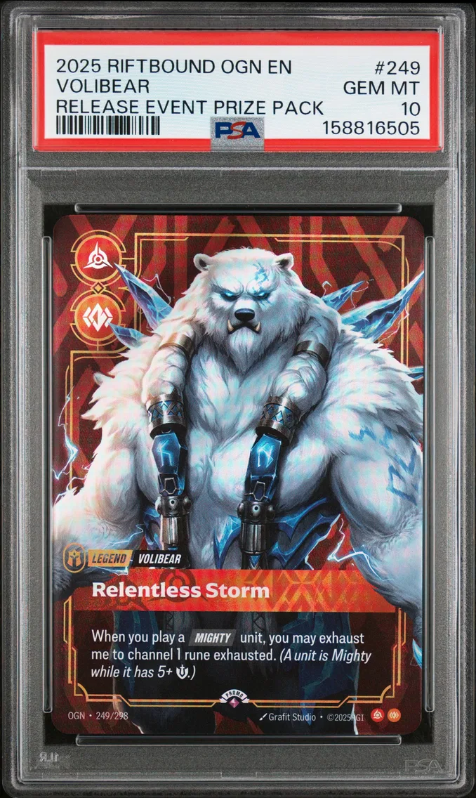 2025 #249 Volibear - Relentless Storm PSA 10 Riftbound: League of Legends Ogn-Origins