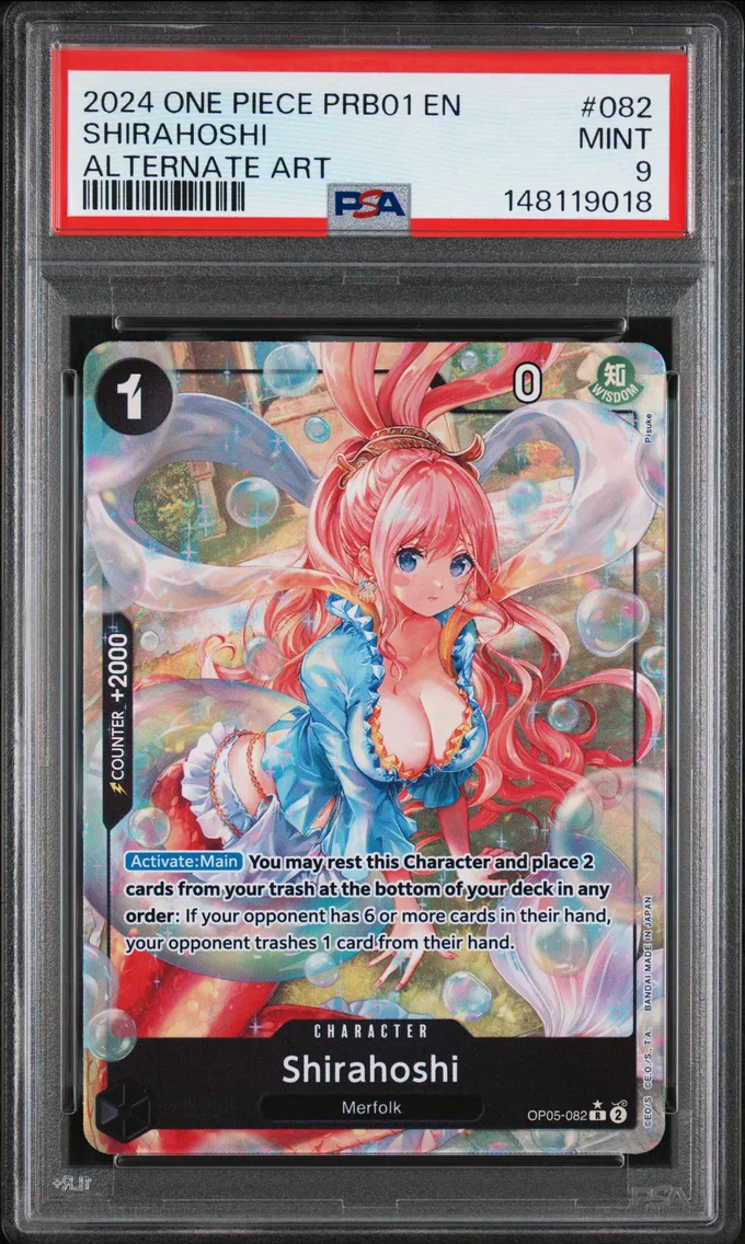 2024 #082 Shirahoshi PSA 9 One Piece PRB01-Premium Booster -One Piece Card the Best-