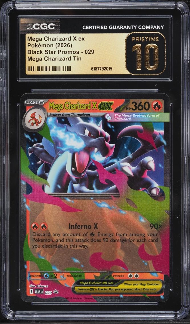 2026 #29 Mega Charizard X Ex CGC 10 Pokemon Mega Evolution Promo Tin