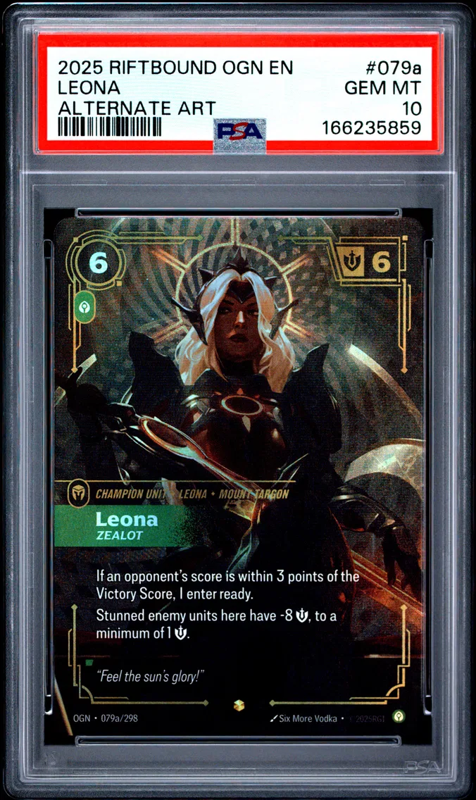2025 #079a Leona - Zealot PSA 10 Riftbound: League of Legends Ogn-Origins