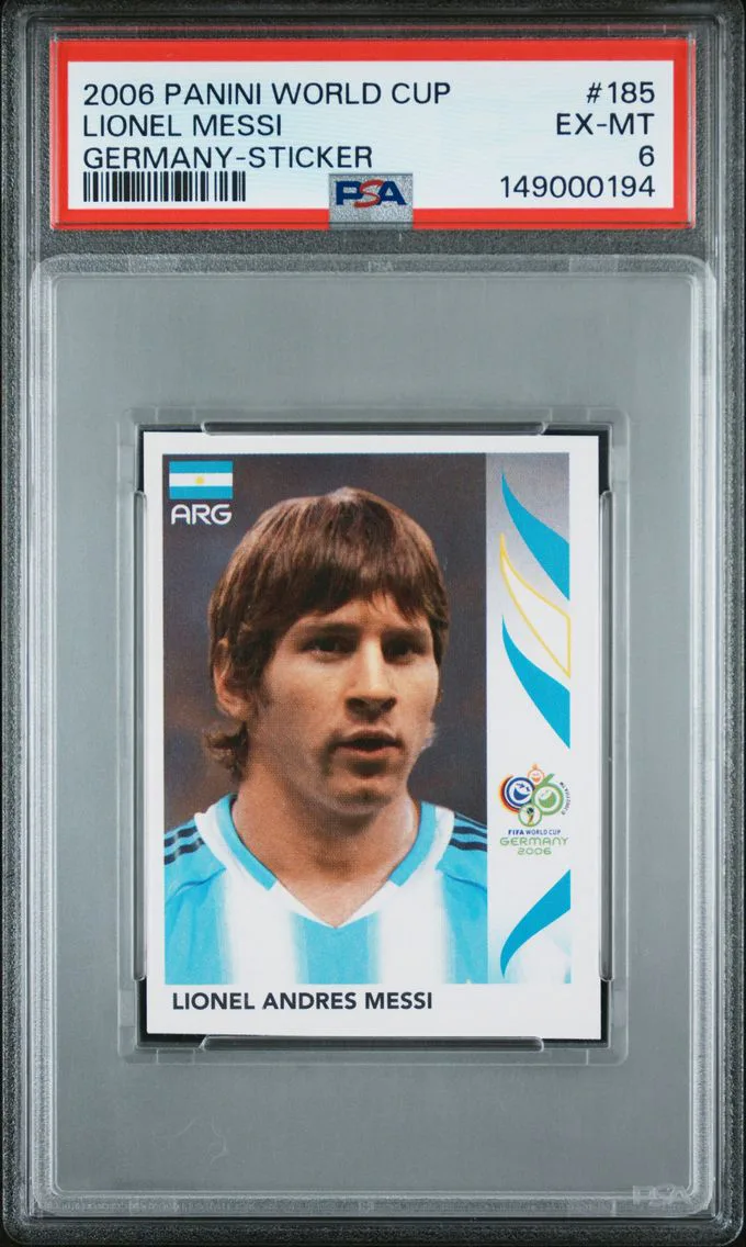 2006 #185 Lionel Messi PSA 6 Panini World Cup Germany Sticker