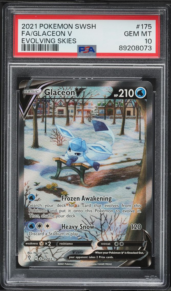 2021 #175 Full Art/Glaceon V PSA 10 Sword & Shield Evolving Skies Pokemon