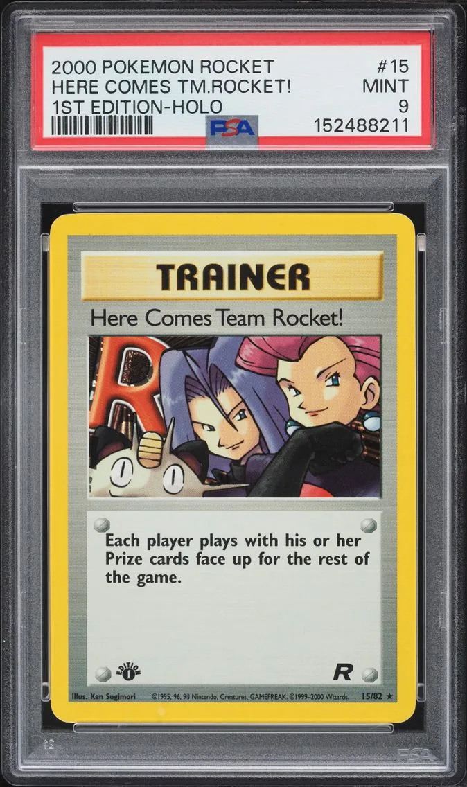 2000 #15 Team Rocket 1st Edition Holo Here Comes Team Rocket MINT PSA 9 Pokemon