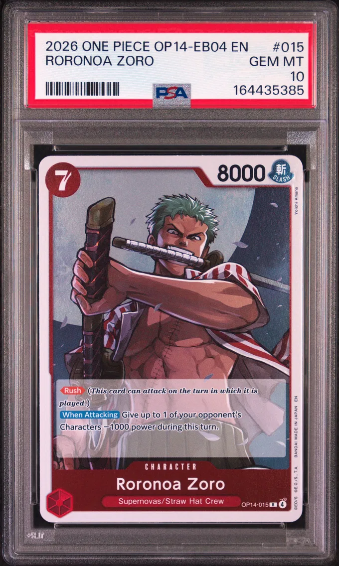 2026 #015 Roronoa Zoro PSA 10 One Piece OP14-EB04-the Azure Sea's Seven