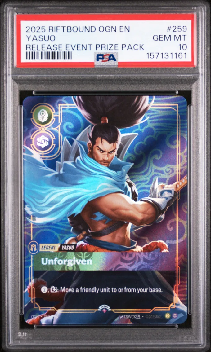 2025 #259 Yasuo - Unforgiven PSA 10 Riftbound: League of Legends Ogn-Origins