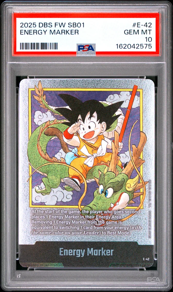 2025 #E-42 Energy Marker PSA 10 Dragon Ball Super Card Game Fusion World Manga Booster 01