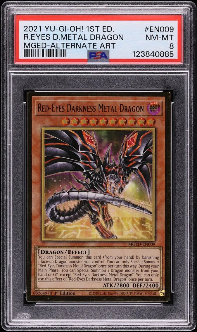 2021 #MGED-EN009 Red Eyes Darkness Metal Dragon PSA 8 Yu-Gi-Oh! MGED 1st Edition Alt Art