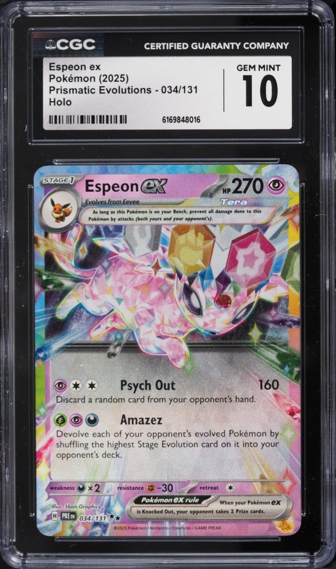 2025 Pokemon Scarlet & Violet Prismatic Evolutions Holo Espeon Ex #34 CGC 10 GEM MINT