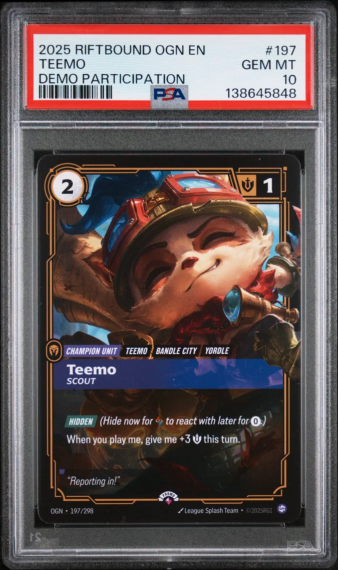 2025 #197 Teemo - Scout PSA 10 Riftbound: League of Legends Ogn-Origins