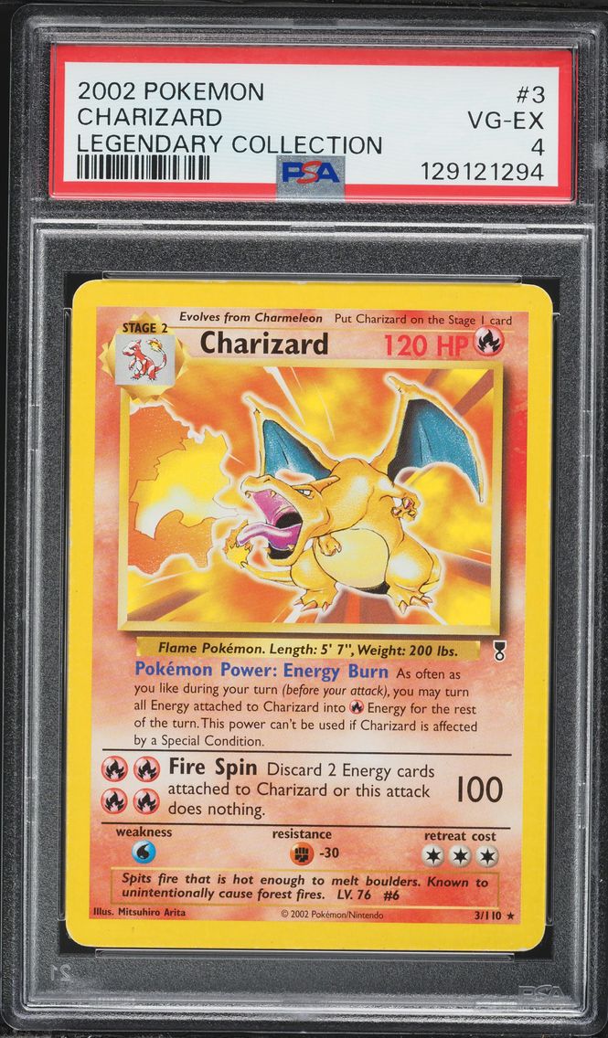 2002 #3 Charizard PSA 4 Legendary Collection Pokemon