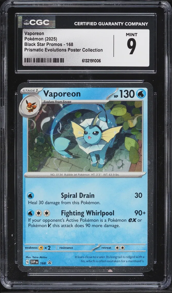 2025 #168 Scarlet & Violet Promo Prismatic Evolutions Poster Collection Vaporeon CGC 9 Pokemon